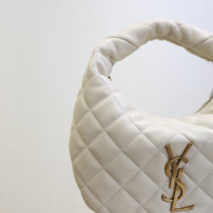 YSL 25S ICARINO 17 IN WHITE QUILTED CALFSKIN GOLD HARDWRE