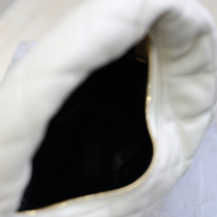 YSL 25S ICARINO 17 IN WHITE QUILTED CALFSKIN GOLD HARDWRE