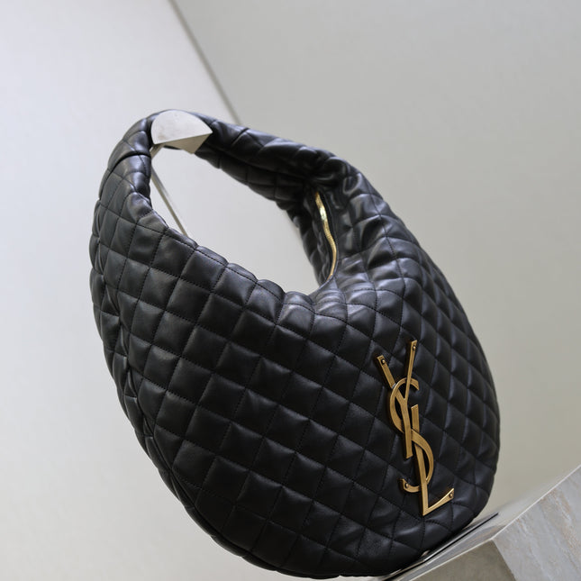 YSL 25S ICARE HOBO 44 IN BLACK QUILTED CALFSKIN GOLD HARDWRE