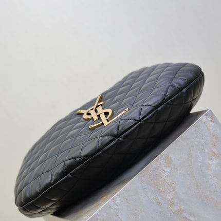 YSL 25S ICARE HOBO 44 IN BLACK QUILTED CALFSKIN GOLD HARDWARE