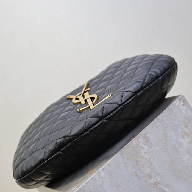 YSL 25S ICARE HOBO 44 IN BLACK QUILTED CALFSKIN GOLD HARDWARE