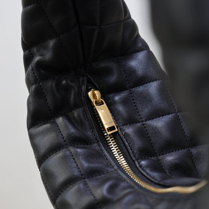 YSL 25S ICARE HOBO 44 IN BLACK QUILTED CALFSKIN GOLD HARDWARE