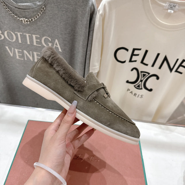 LP 25S SUMMER CHARMS WALK LOAFERS IN CHARCOAL BROWN SUEDE AND FLEECE