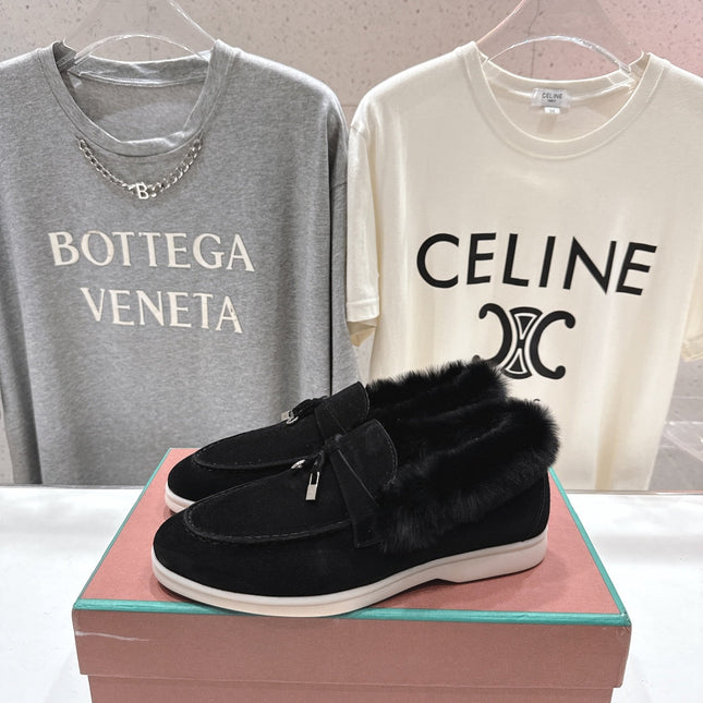 LP 25S SUMMER CHARMS WALK LOAFERS IN BLACK SUEDE AND FLEECE