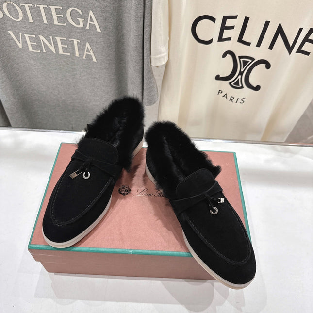 LP 25S SUMMER CHARMS WALK LOAFERS IN BLACK SUEDE AND FLEECE