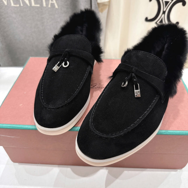 LP 25S SUMMER CHARMS WALK LOAFERS IN BLACK SUEDE AND FLEECE