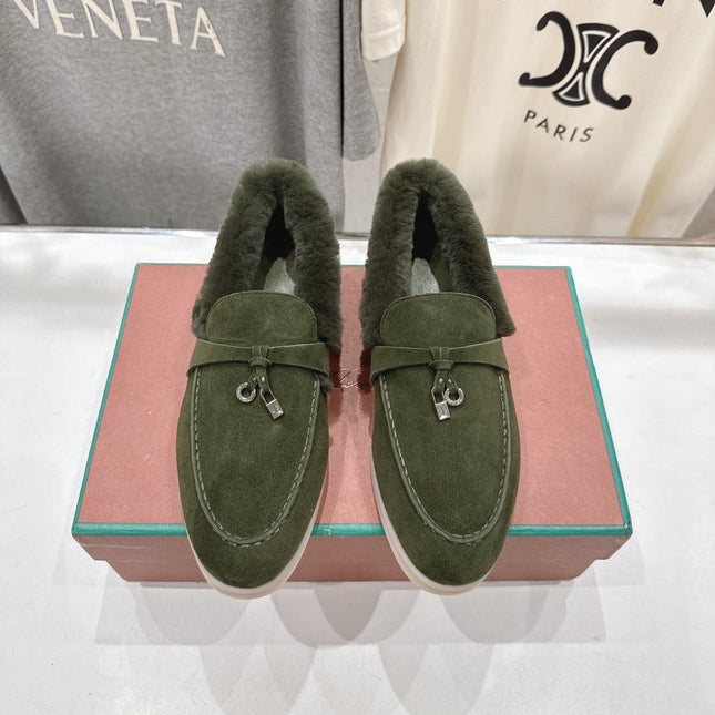 LP 25S SUMMER CHARMS WALK LOAFERS IN DARK OLIVE SUEDE AND FLEECE