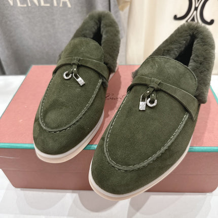 LP 25S SUMMER CHARMS WALK LOAFERS IN DARK OLIVE SUEDE AND FLEECE