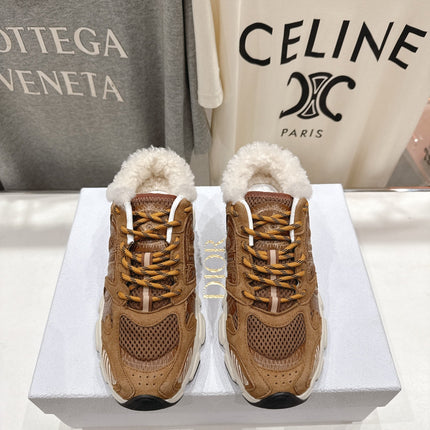 DIOR CHRONO SNEAKER 25S IN BROWN SUEDE AND MESH FABRIC