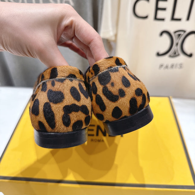 FENDI 25S LOAFERS IN LEOPARD PRINT CALFSKIN HAIR LEATHER