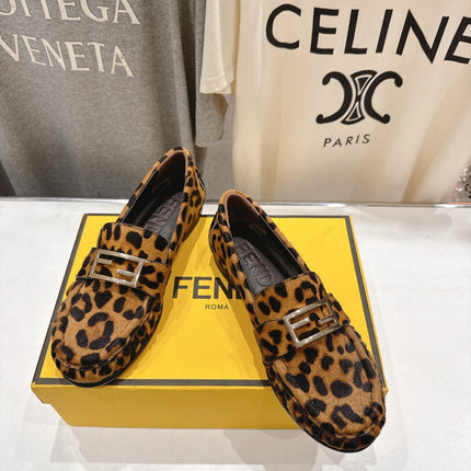 FENDI 25S LOAFERS IN LEOPARD PRINT CALFSKIN HAIR LEATHER