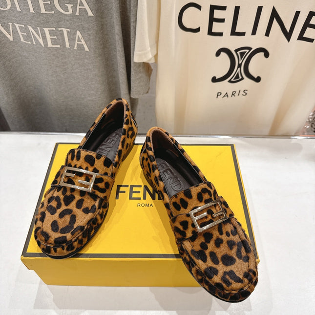 FENDI 25S LOAFERS IN LEOPARD PRINT CALFSKIN HAIR LEATHER