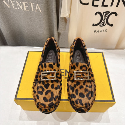FENDI 25S LOAFERS IN LEOPARD PRINT CALFSKIN HAIR LEATHER