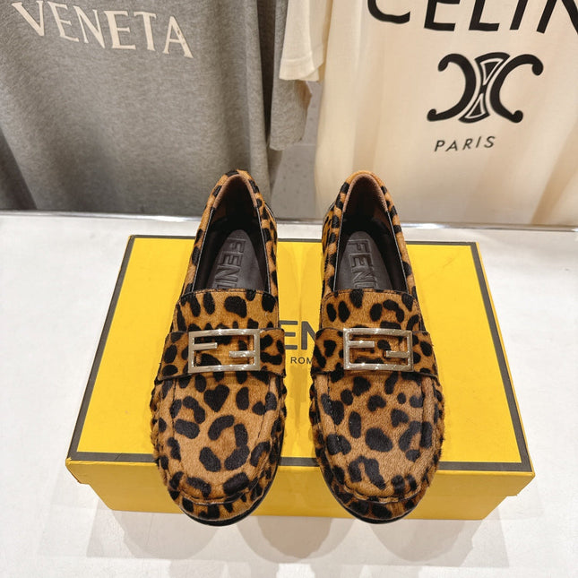 FENDI 25S LOAFERS IN LEOPARD PRINT CALFSKIN HAIR LEATHER