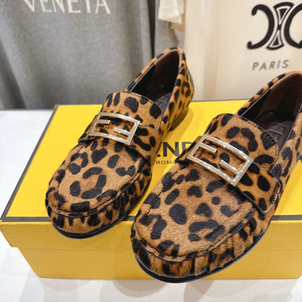 FENDI 25S LOAFERS IN LEOPARD PRINT CALFSKIN HAIR LEATHER