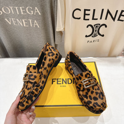 FENDI 25S LOAFERS IN LEOPARD PRINT CALFSKIN HAIR LEATHER