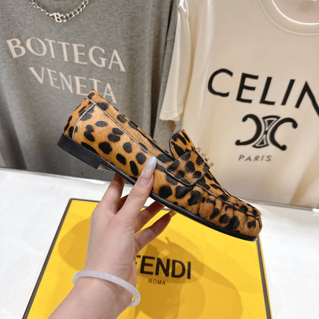 FENDI 25S LOAFERS IN LEOPARD PRINT CALFSKIN HAIR LEATHER