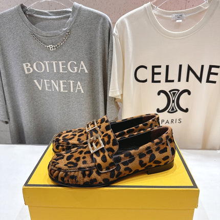 FENDI 25S LOAFERS IN LEOPARD PRINT CALFSKIN HAIR LEATHER