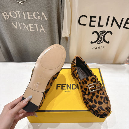 FENDI 25S LOAFERS IN LEOPARD PRINT CALFSKIN HAIR LEATHER