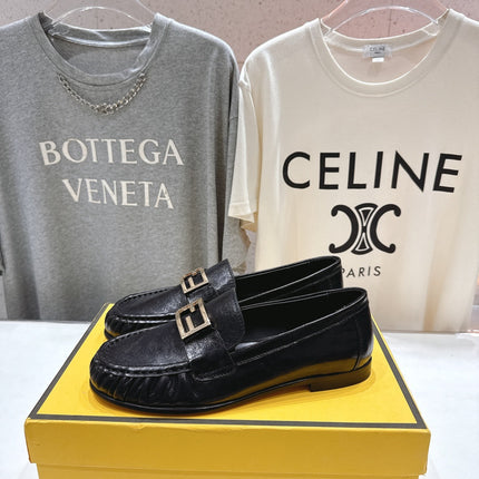 FENDI 25S LOAFERS IN BLACK CALFSKIN