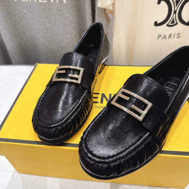 FENDI 25S LOAFERS IN BLACK CALFSKIN