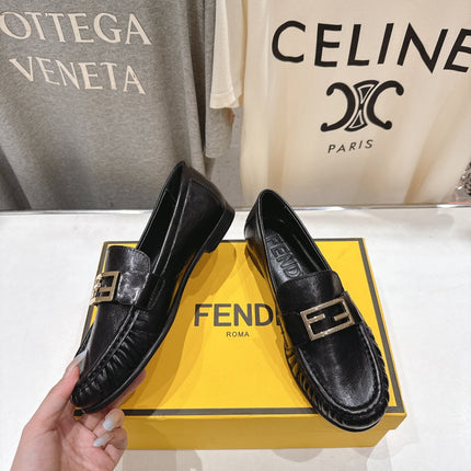 FENDI 25S LOAFERS IN BLACK CALFSKIN