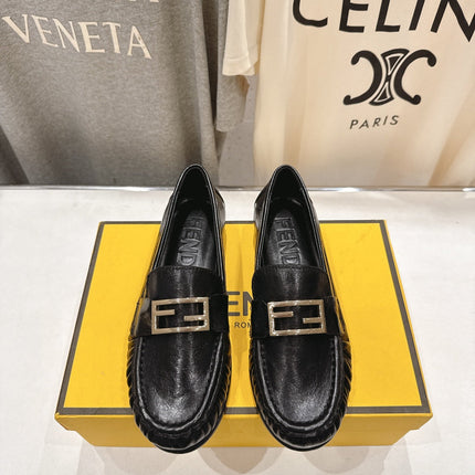 FENDI 25S LOAFERS IN BLACK CALFSKIN