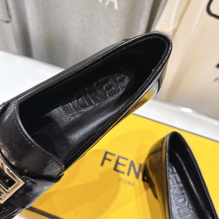 FENDI 25S LOAFERS IN BLACK CALFSKIN