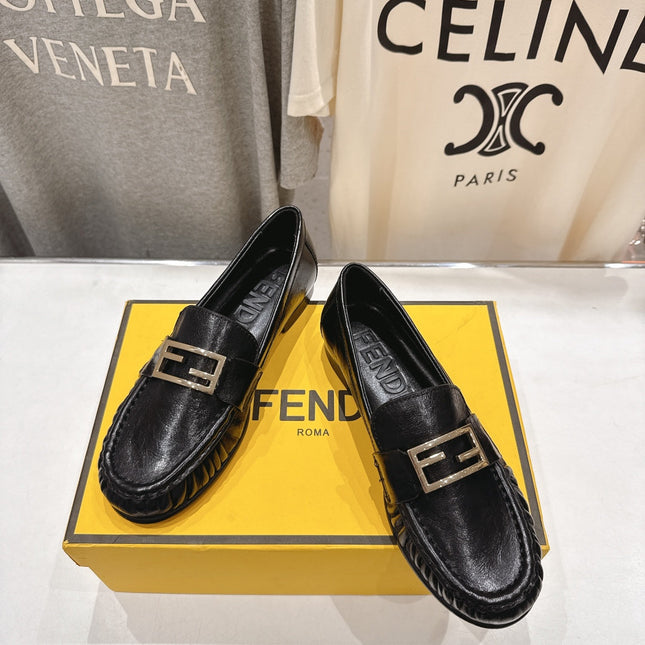 FENDI 25S LOAFERS IN BLACK CALFSKIN