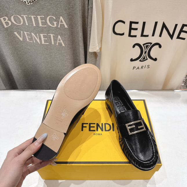 FENDI 25S LOAFERS IN BLACK CALFSKIN