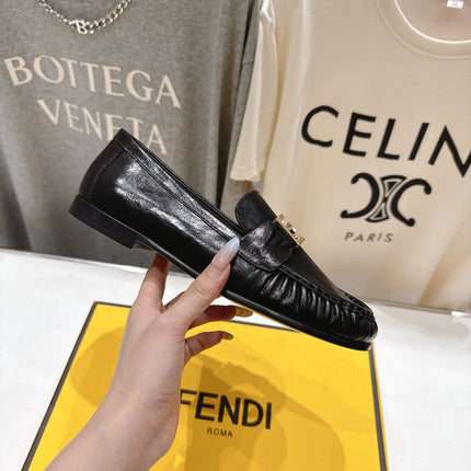 FENDI 25S LOAFERS IN BLACK CALFSKIN