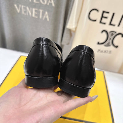 FENDI 25S LOAFERS IN BLACK CALFSKIN