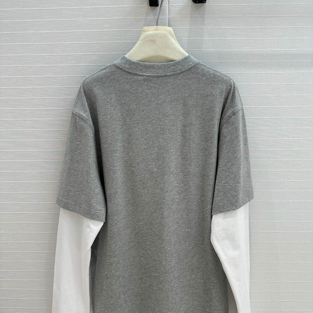Gucci 25 Printed Long-sleeved T-shirt Gray Cotton