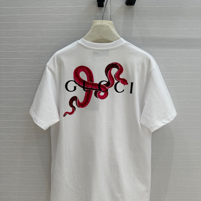 Gucci 25 Printed Short-sleeved T-shirt White Cotton