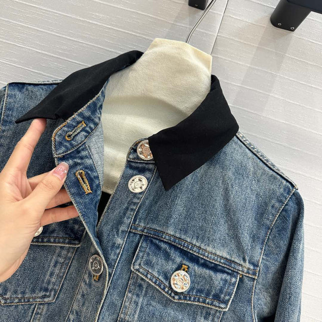 CC 25 Denim Jacket Blue mix Black Cotton