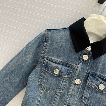 CC 25 Denim Jacket Blue mix Black Cotton