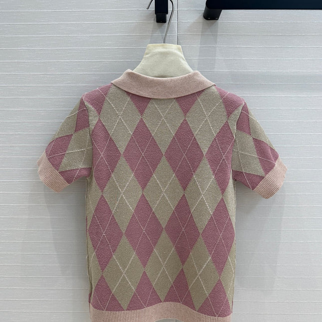 Gucci 25 Short-sleeved Knitted Sweater Pink Wool