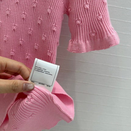 CC 25 Hollow Knitted T-shirt Pink cotton