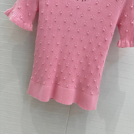 CC 25 Hollow Knitted T-shirt Pink cotton
