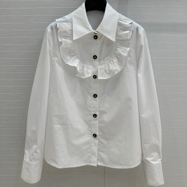 CC 25 Lace Collor Shirt White Cotton