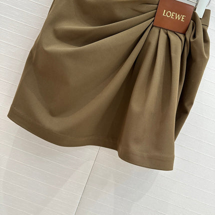 Loewe 25 Draped Skirt Khaki Brown Polyester Fiber