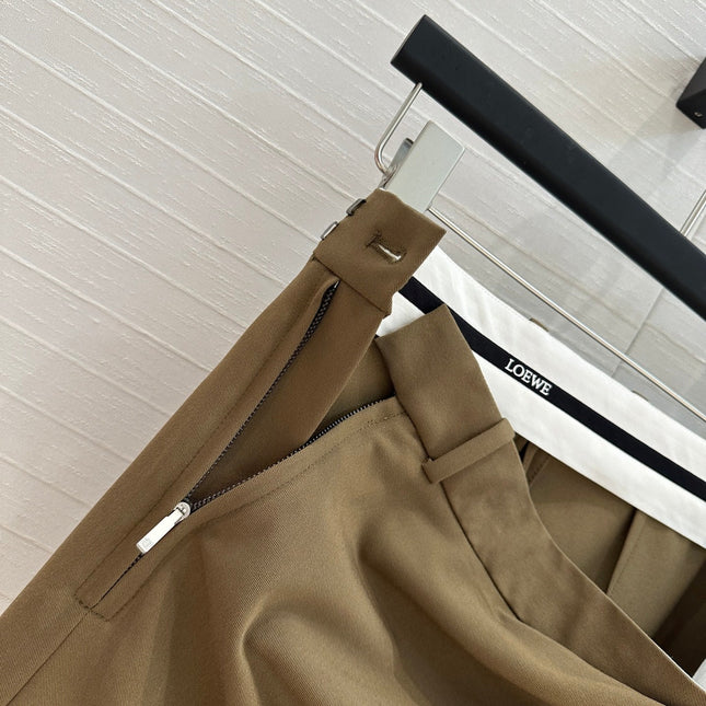 Loewe 25 Draped Skirt Khaki Brown Polyester Fiber