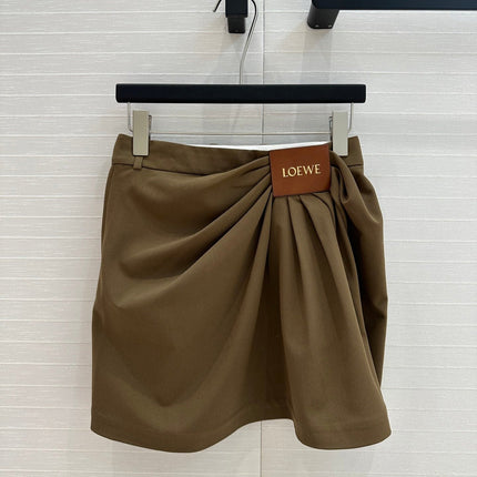 Loewe 25 Draped Skirt Khaki Brown Polyester Fiber