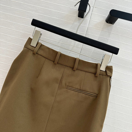 Loewe 25 Draped Skirt Khaki Brown Polyester Fiber