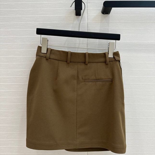 Loewe 25 Draped Skirt Khaki Brown Polyester Fiber