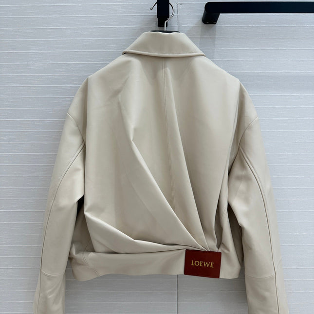 Loewe Draped Jacket Ivory Lambskin