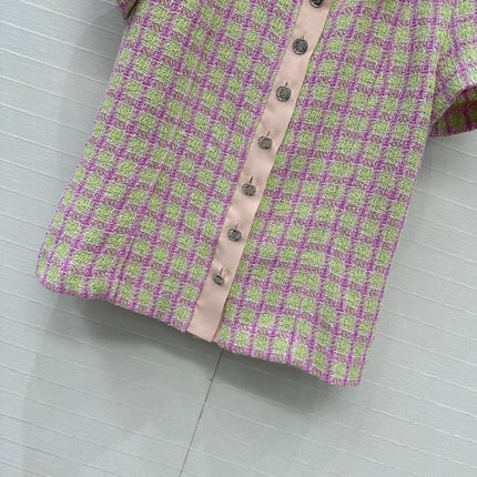 CC SHORT-SLEEVE TWEED TOP 268292