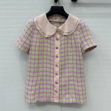 CC SHORT-SLEEVE TWEED TOP 268292