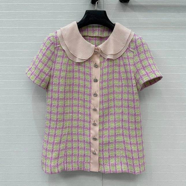 CC SHORT-SLEEVE TWEED TOP 268292