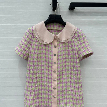 CC SHORT-SLEEVE TWEED TOP 268292